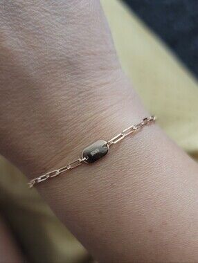 Sterling Silver 925 Rose Gold Chain Bracelet - Delicate Oval Tag